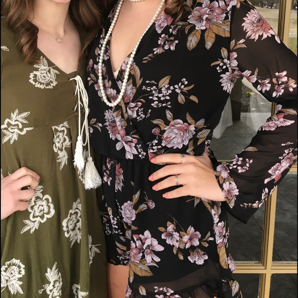 black & floral ROMPER